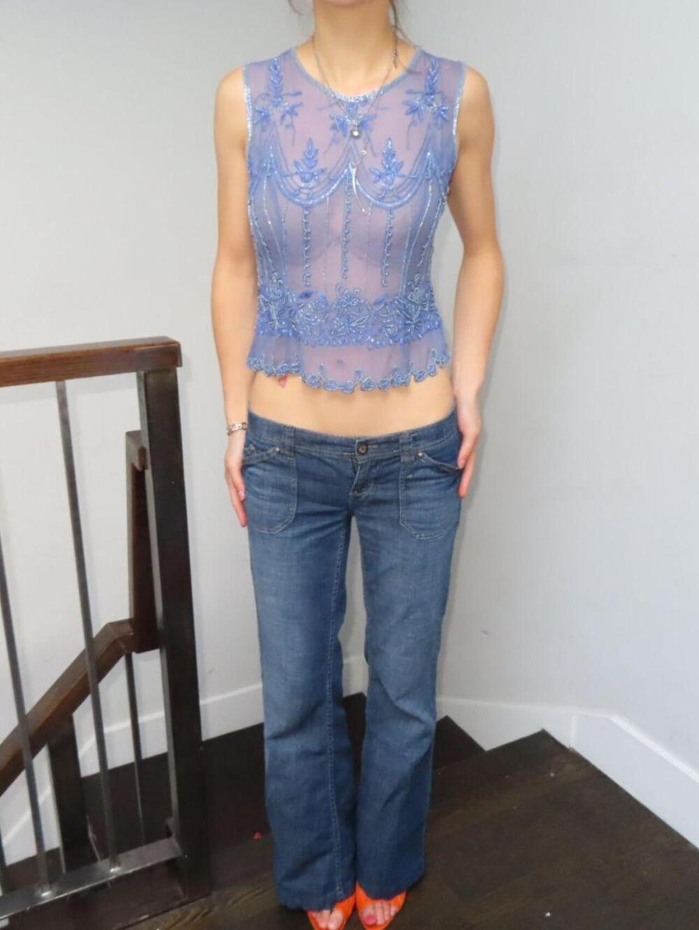 Women's Blue and Multi Vests-tanks-cami